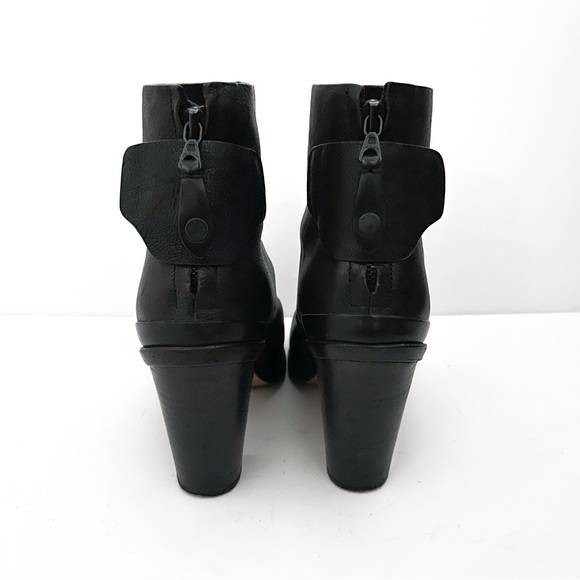 Rag & Bone Harrow Back Zip Black Leather Ankle Boots - Picture 4 of 10